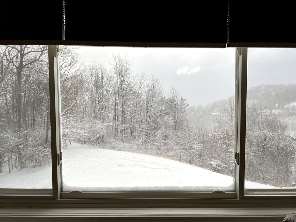 Snowy view from window. 