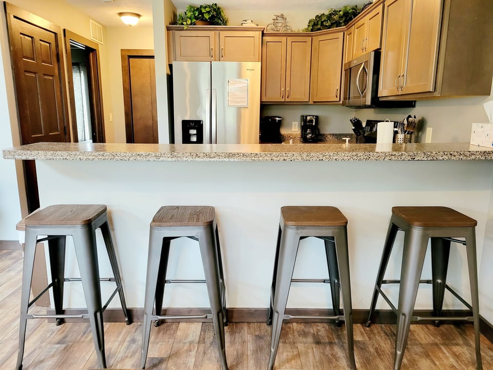 4 barstools for counter seating.