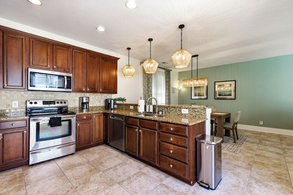 Well-stocked kitchen. 