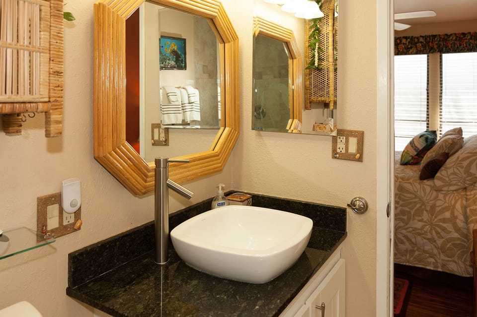 Master bath with new spa like fixtures and granite vanity top. 