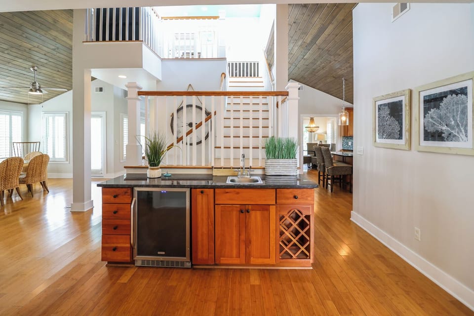 Wet bar with a wine chiller on the 3rd floor