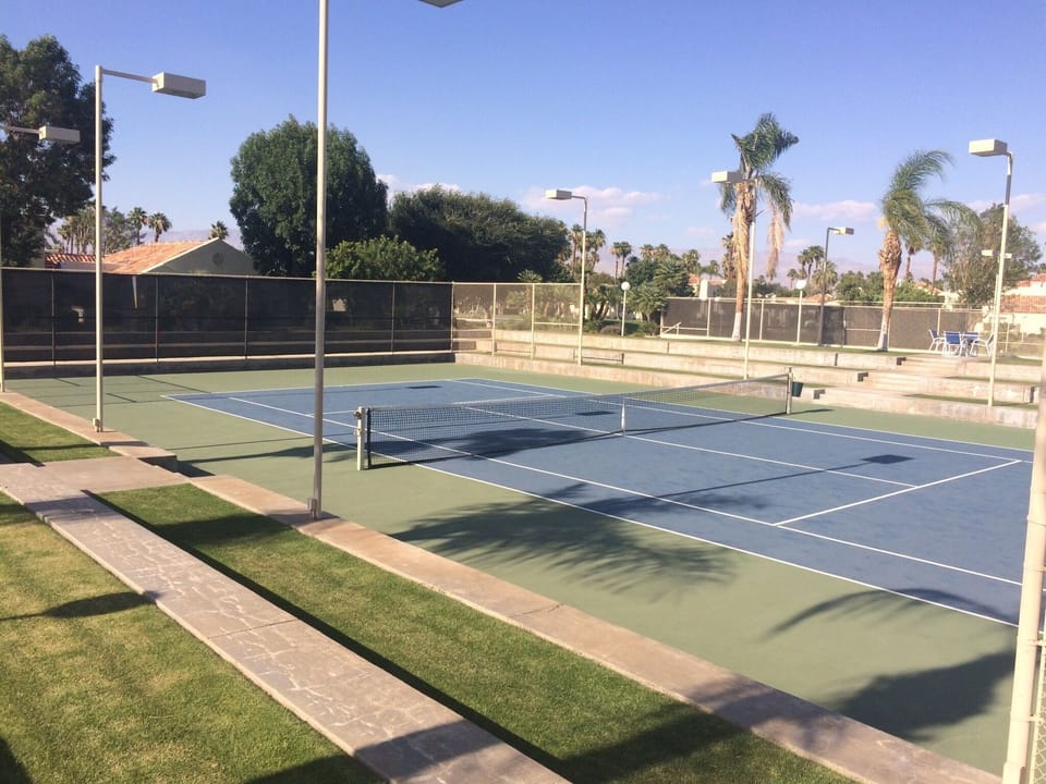 Beautiful tennis courts on property