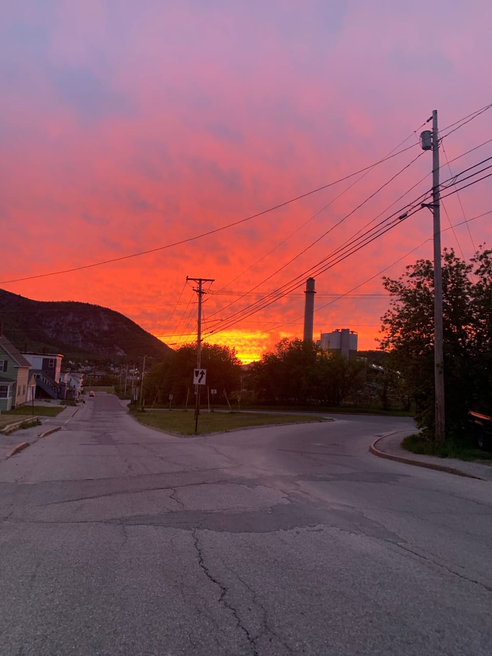 Beautiful sunset from the street 