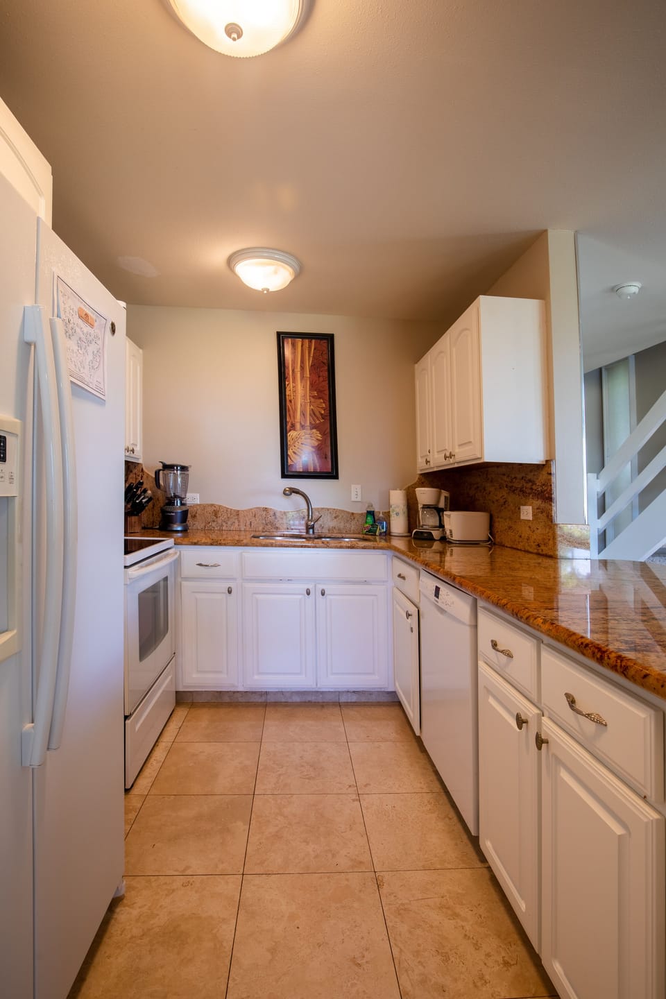The kitchen is light and airy!