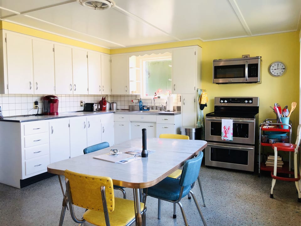 50s kitchen! All stainless steel appliances.