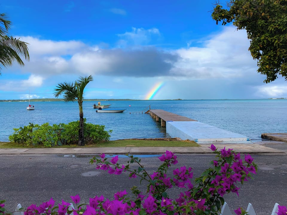 Blue Dolphin dock showcasing a rainbow ... not an uncommon sight!