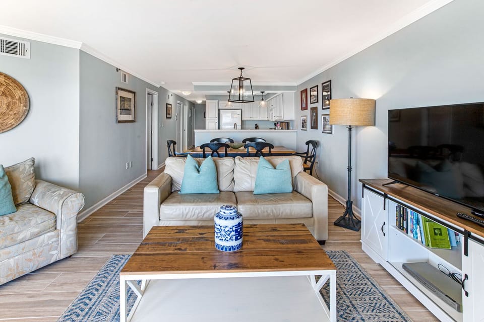 Living room with a queen sleeper sofa
