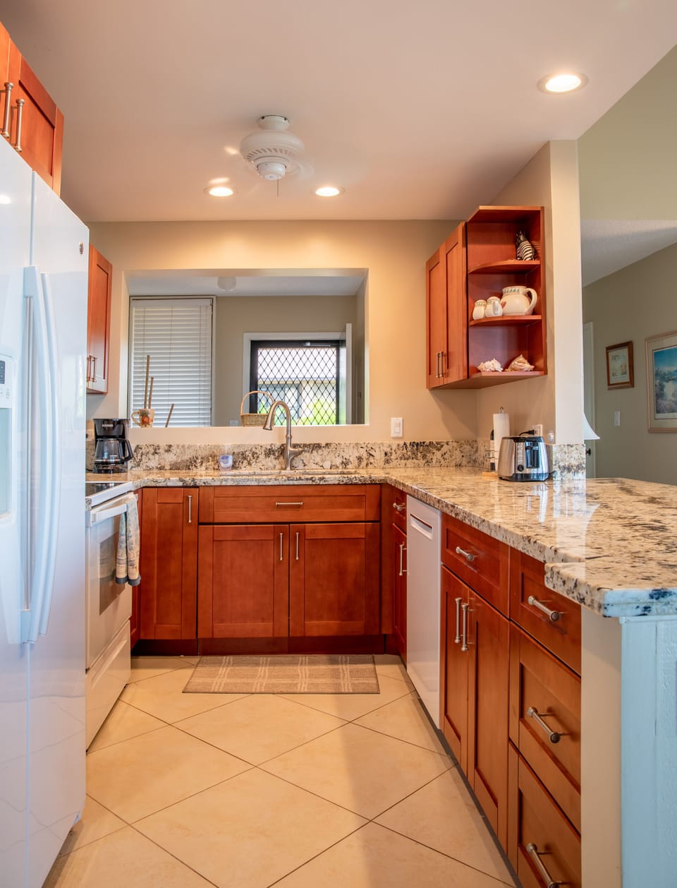 The open-plan kitchen was fully remodeled recently.