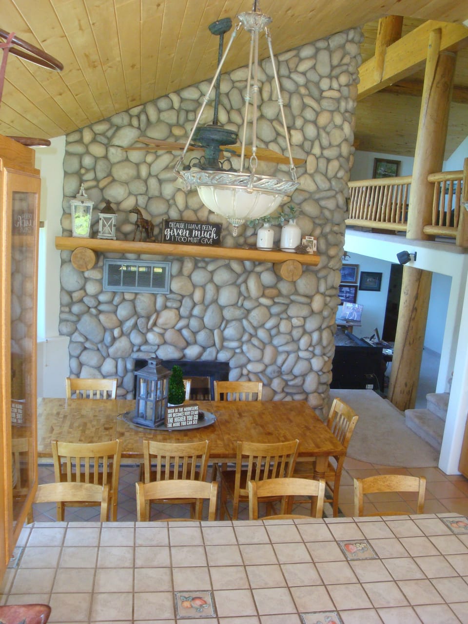 Dining area open concept, fireplace with plenty of room for the family.