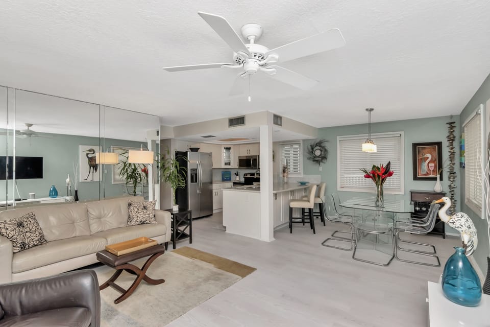 Open living room and dining room
