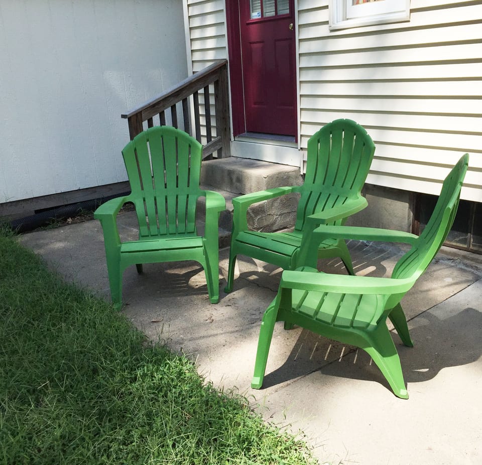 Hang out in the shaded, fenced backyard.