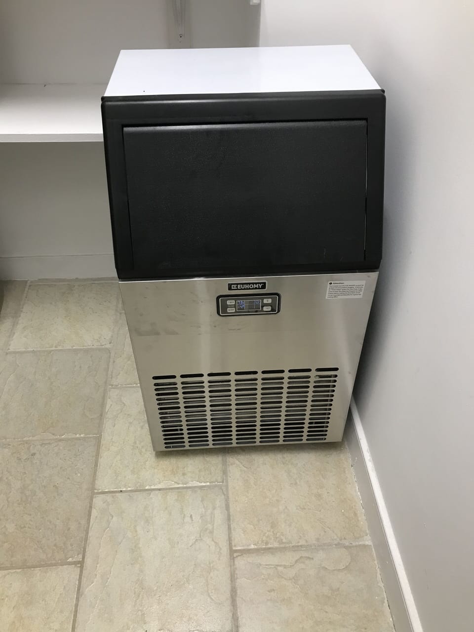 Commercial ice maker in walk-in pantry plus two ice makers in kitchen fridge