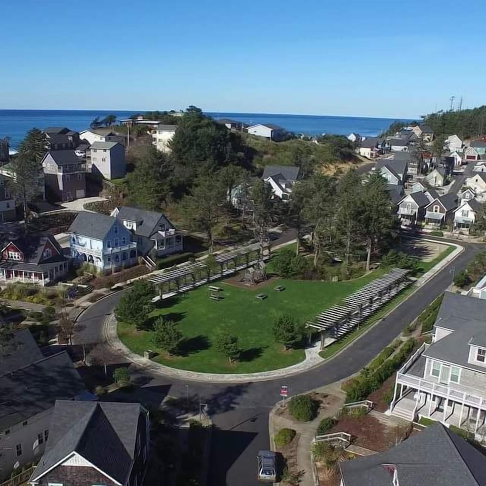 Arial view of Olivia Beach development featuring the Central Park
