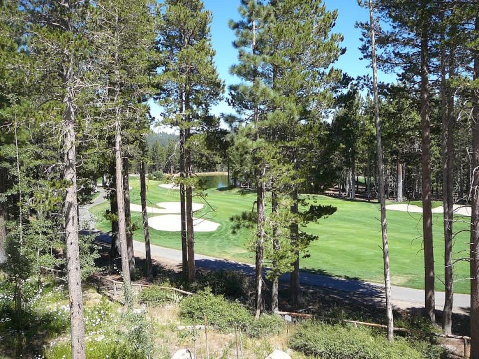 View of 3rd hole and Bear Lake, Sierra Star golf course from deck