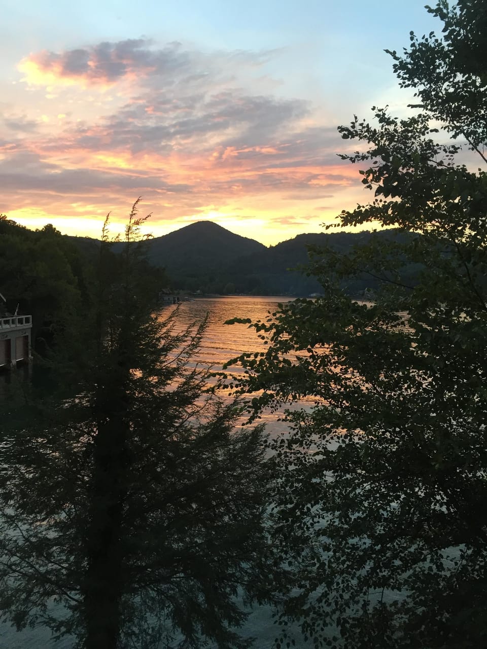 Watch the colorful sunset over the mountain tops. 