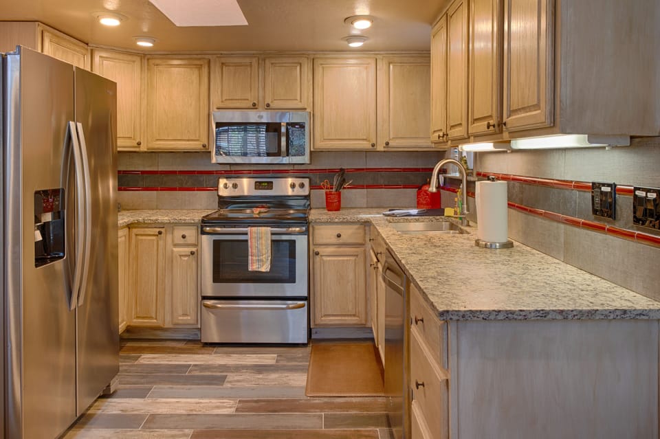 Our kitchen is outfitted with everything you could need. 