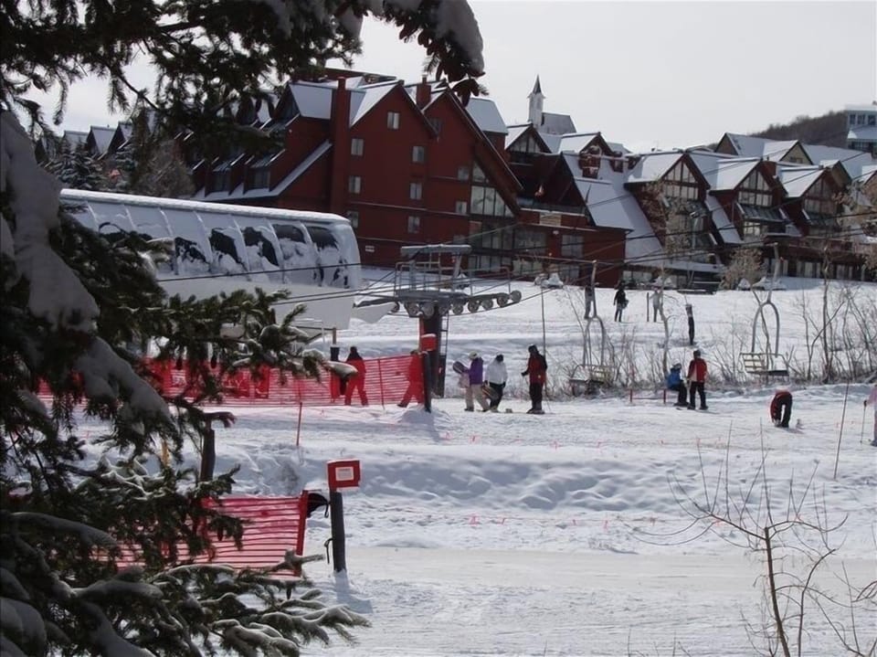 View from the condo balcony to the resort. Just steps to the closest ski lift.