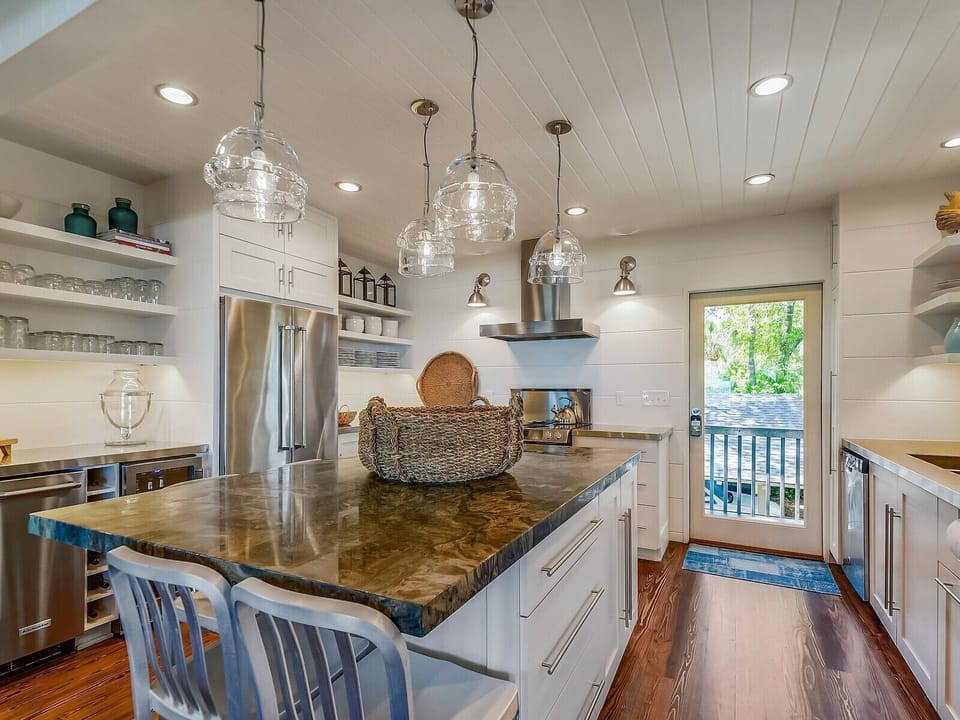 Kitchen with Breakfast Bar at 8 East Beach Lagoon