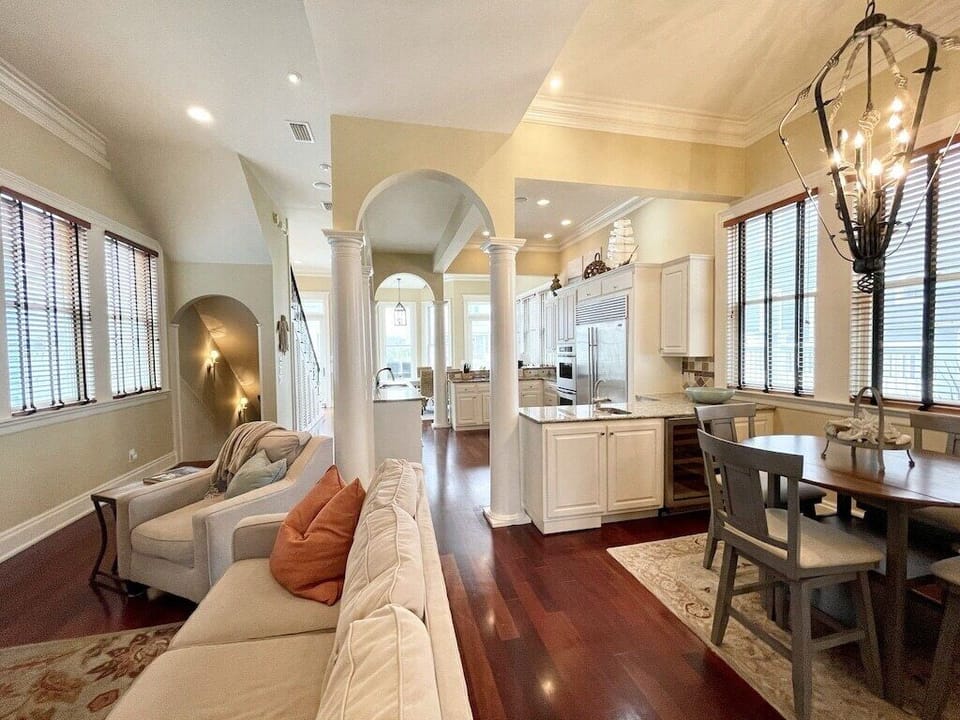 Open living, dining and kitchen
