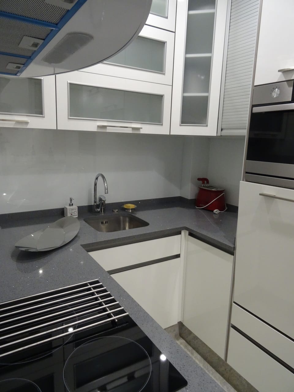 Custom kitchen with granite counters.