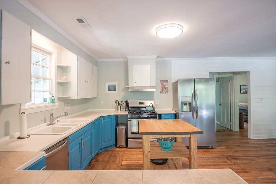 fully functional kitchen with stainless appliances