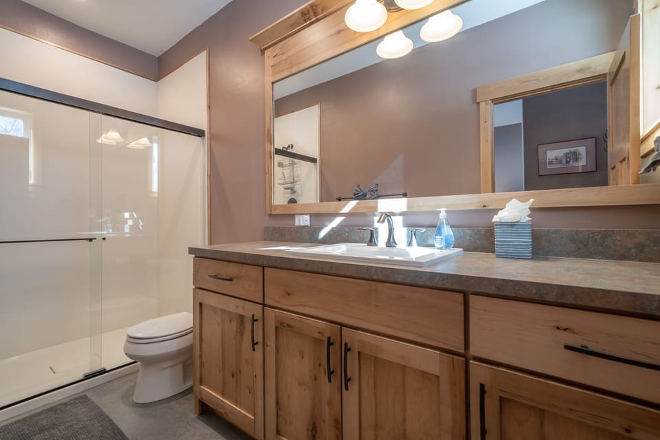 En-suite bathroom with walk-in shower.