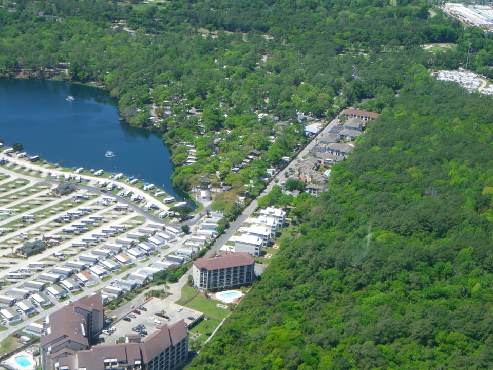 Arial view of Lands End including the 500 ac adjacent nature preserve on right.