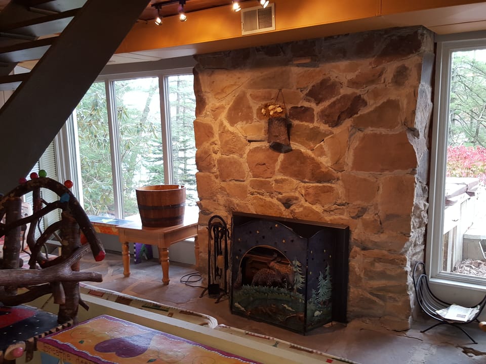 Beautiful view while warming yourself by the fireplace