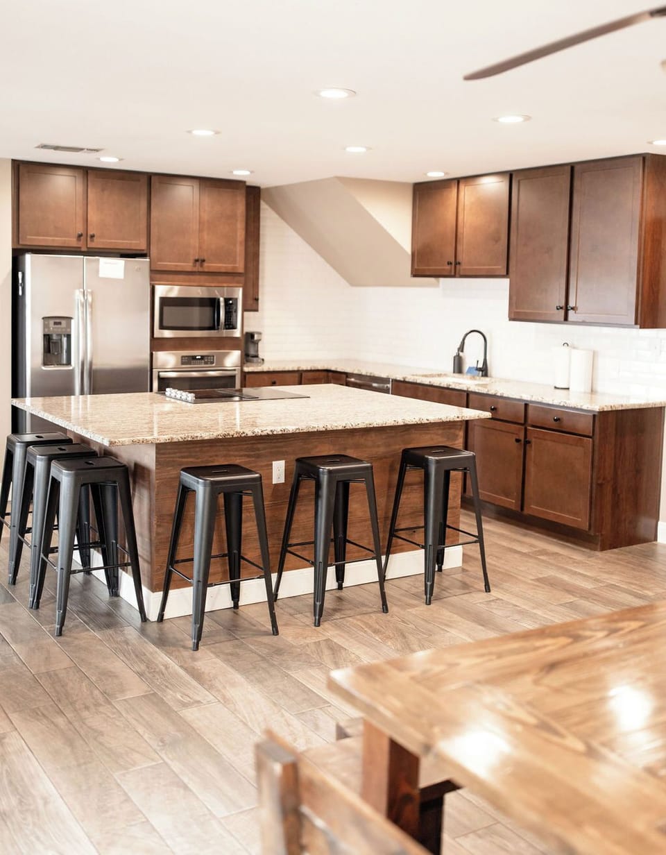 Open kitchen with large island