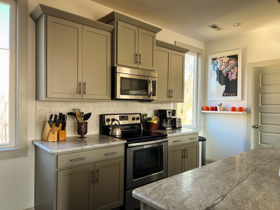 Big kitchen on top floor.  Fully equipped with everything. 