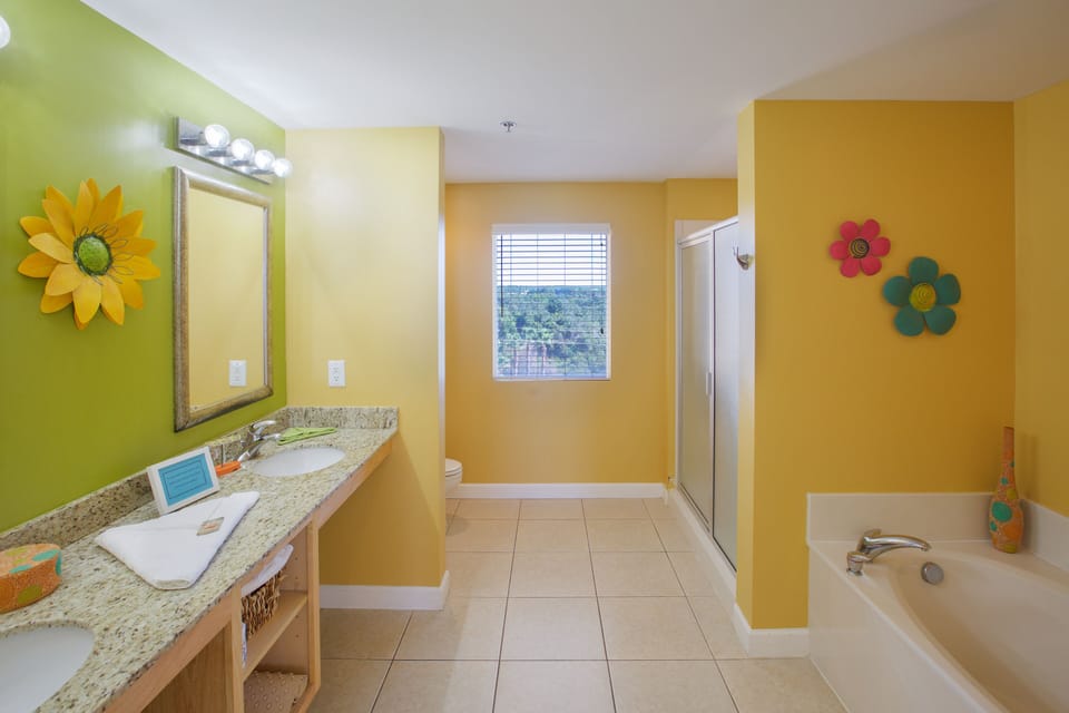 Double vanity,  large soaking tub plus generous sized shower.  