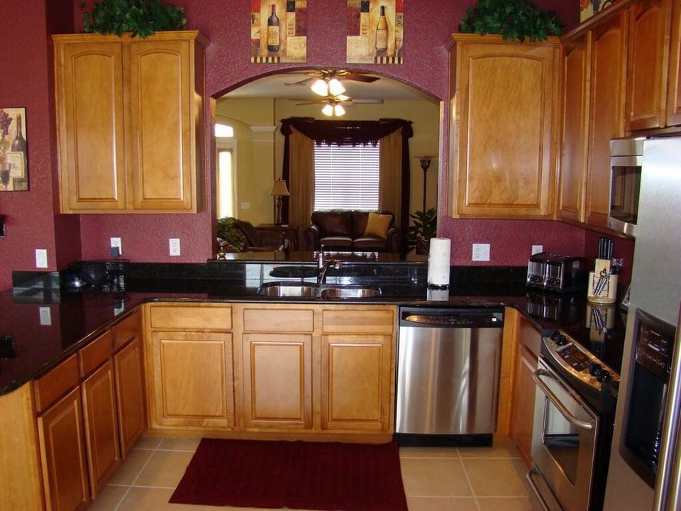 Kitchen opening to Family Room