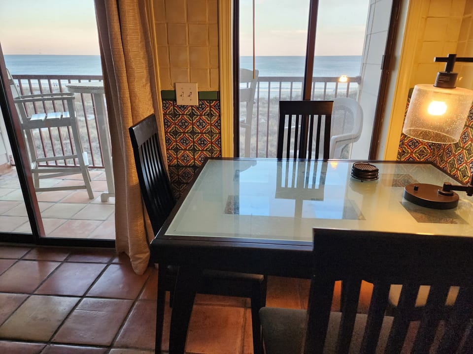 Dining table with oceanfront view