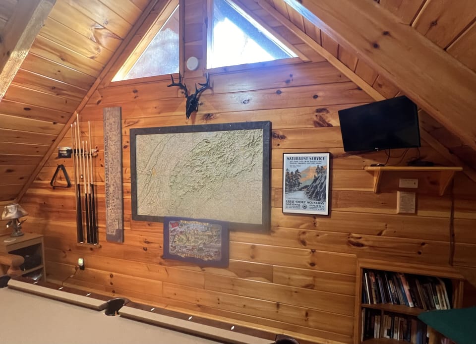 Wall of the Game Room.  With a Large Relief Map of the Southern Appalachians.