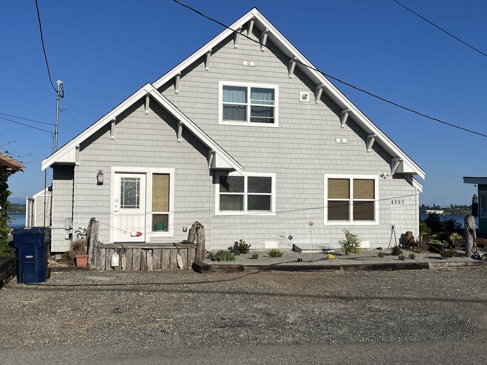 View of the house from the street. Parking for 4-5 vehicles.