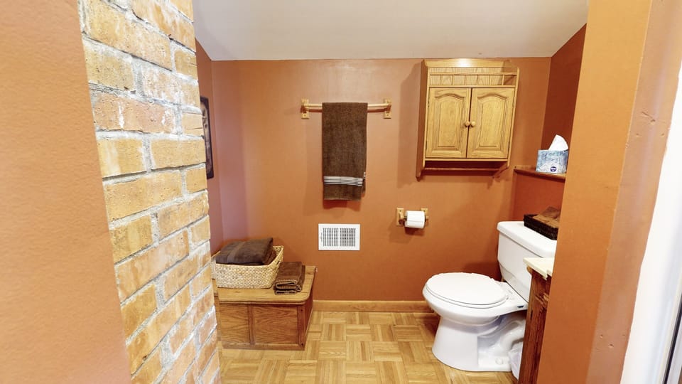 Upstairs bath with shower.