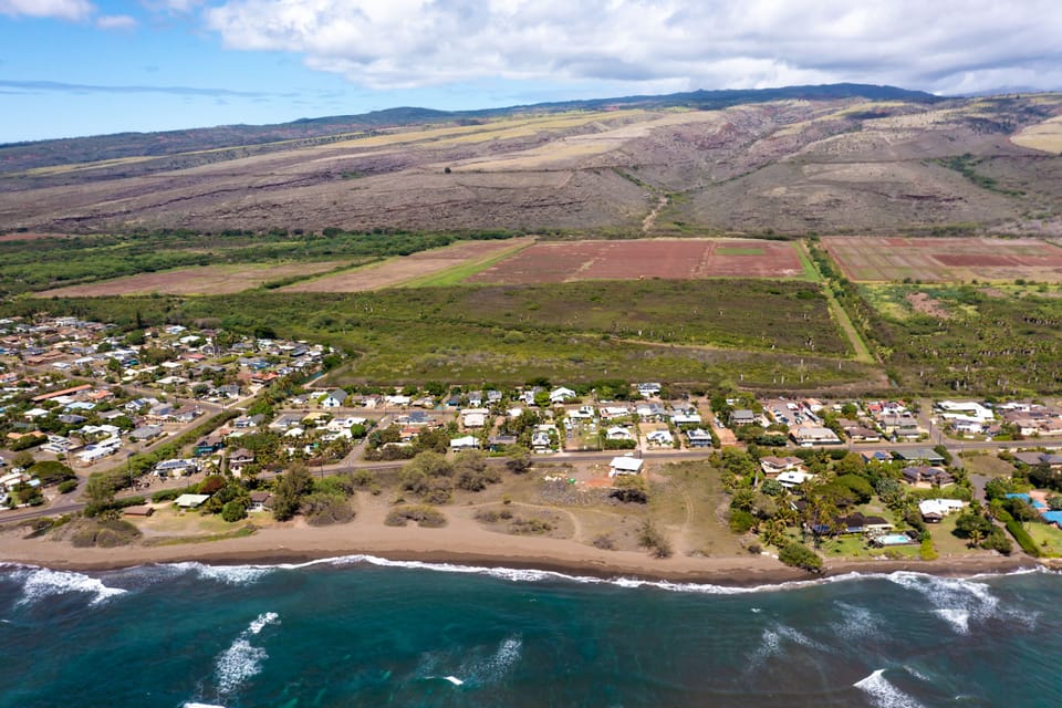 Across the street from a black sand beach