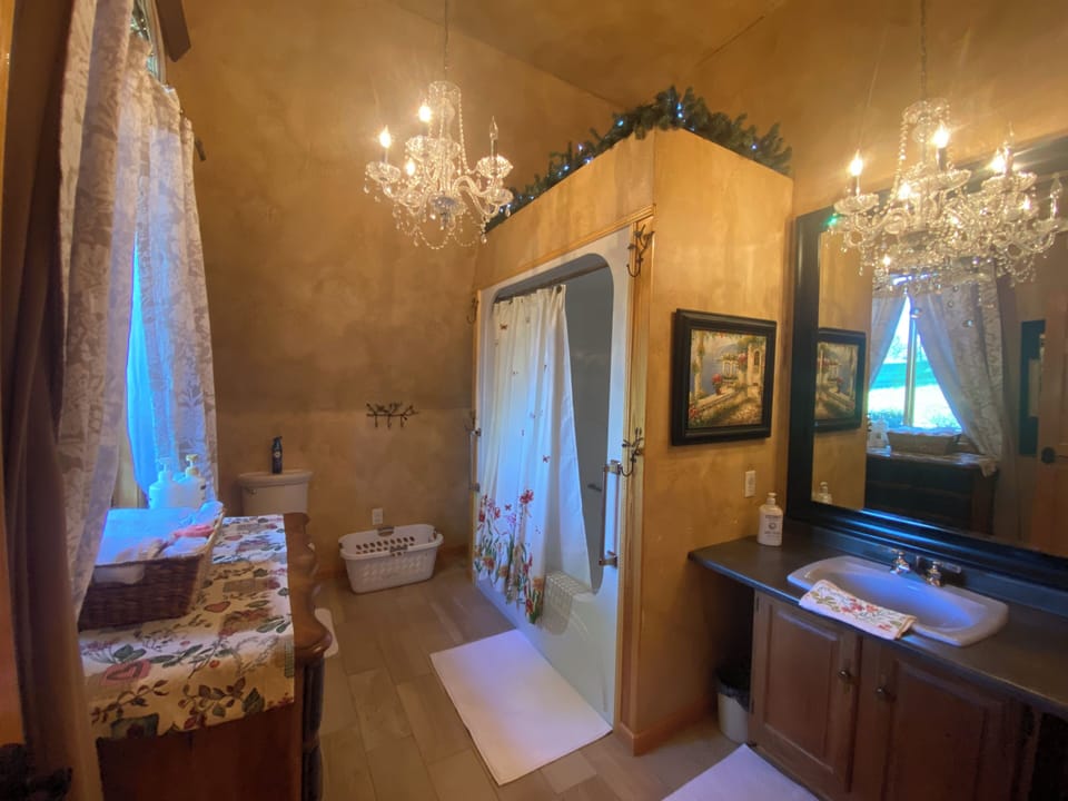 The Chalet has one, spacious bathroom on the main floor.
