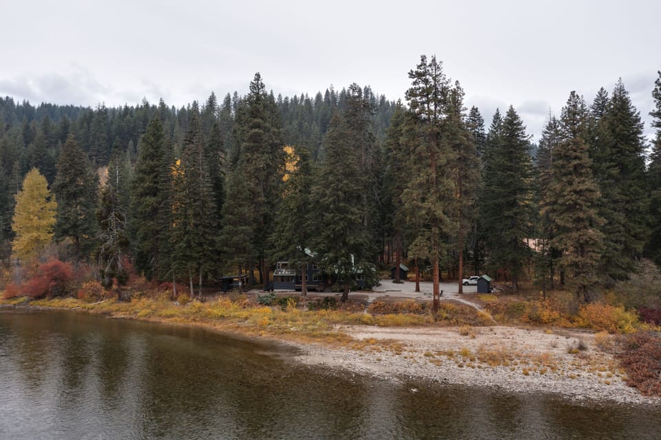 View of the Rivers Edge facing west.  HUGE parking lot.