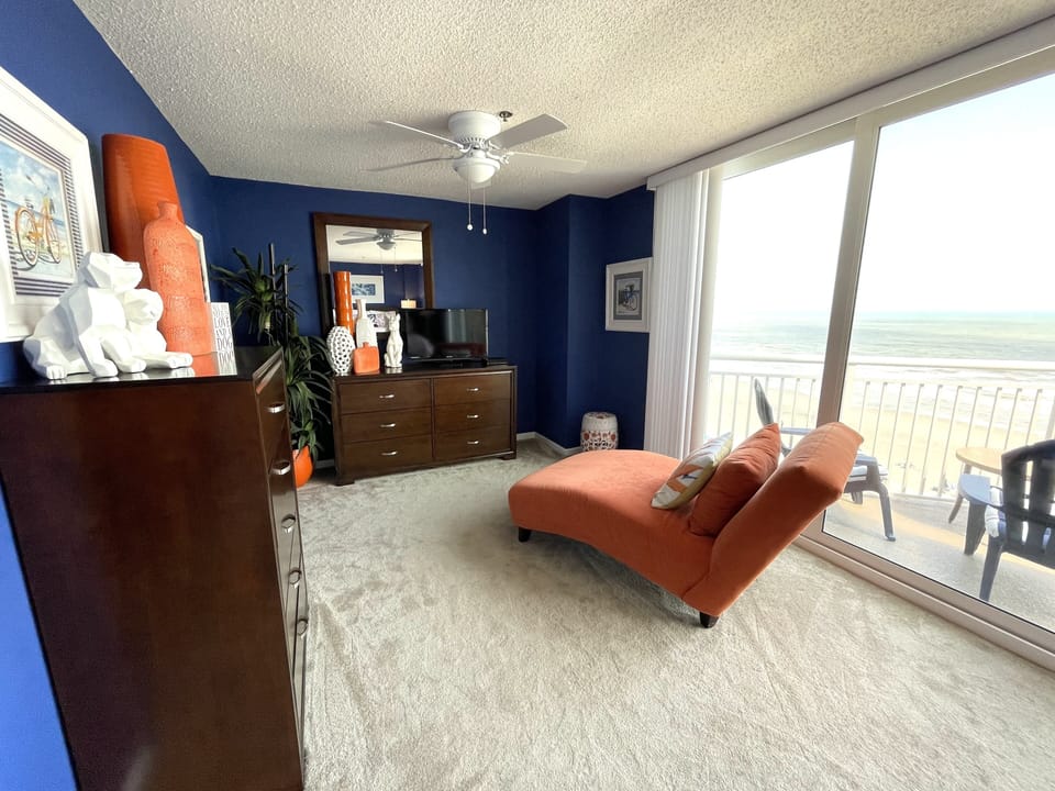 Primary bedroom on the ocean with its own balcony for private sunning
