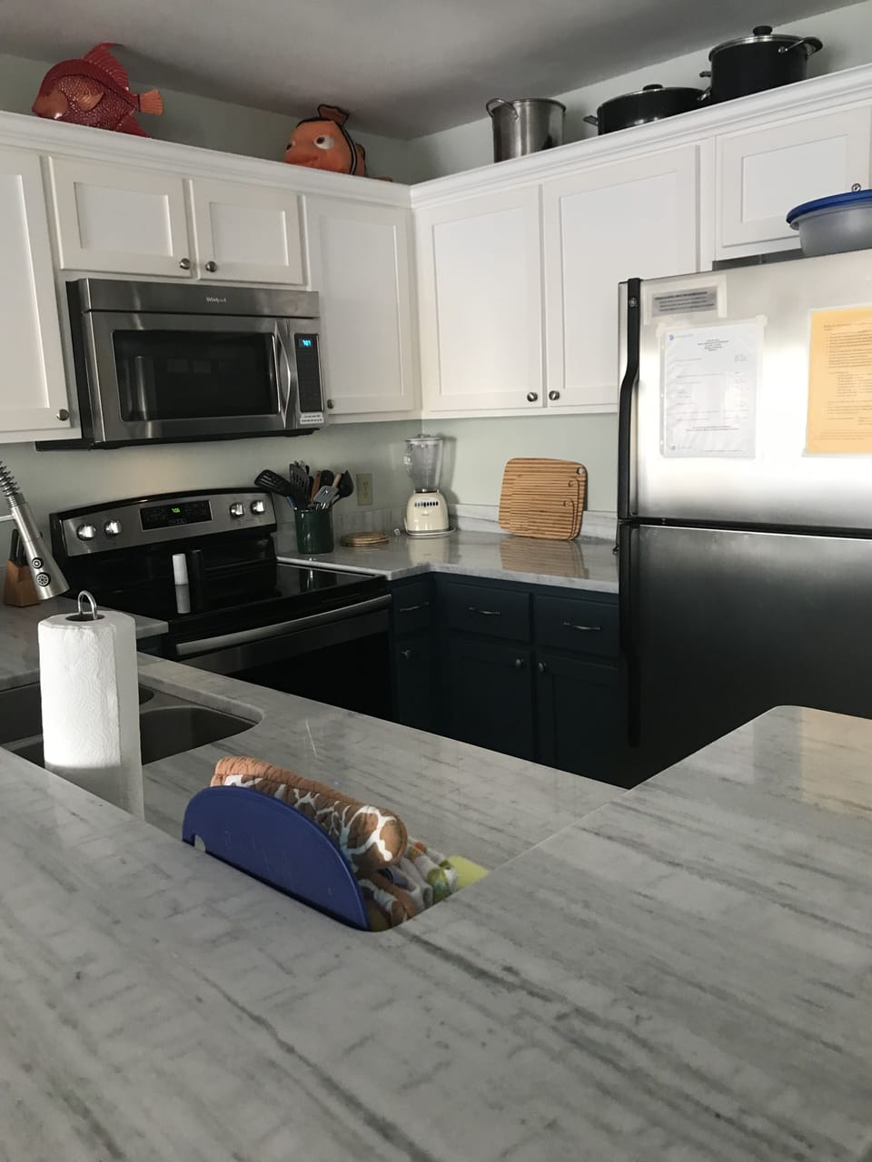 Plenty of countertop space to prep that meal in the fully stocked kitchen