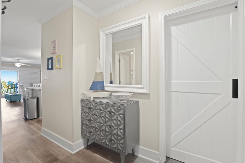 Hallway/entryway of condo.