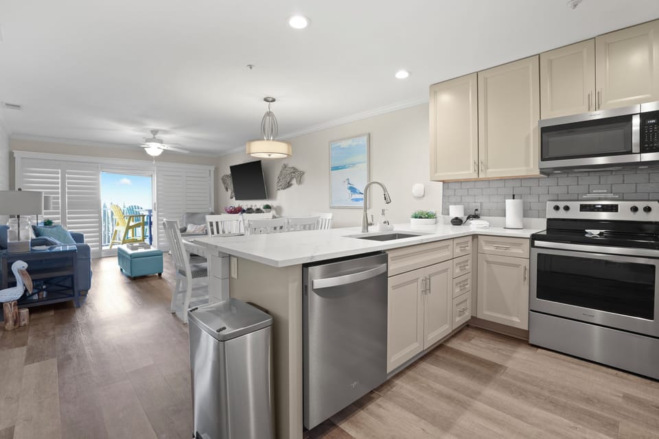 The kitchen is equipped with everything need to prepare meals.