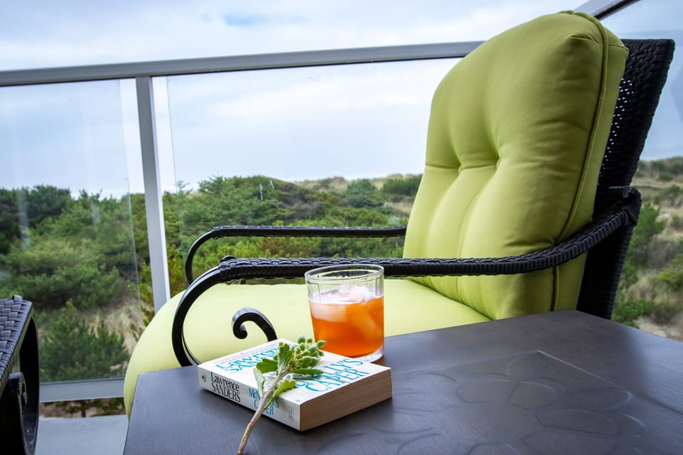 Relax with a refreshing drink and a book from our extensive selection