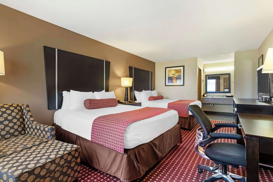 Standard Room, 2 Queen Beds, Non Smoking, Refrigerator & Microwave | Pillowtop beds, desk, laptop workspace, blackout drapes