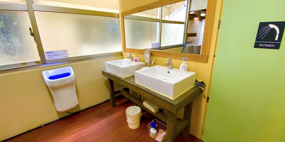 Shower, hair dryer, bidet, shampoo