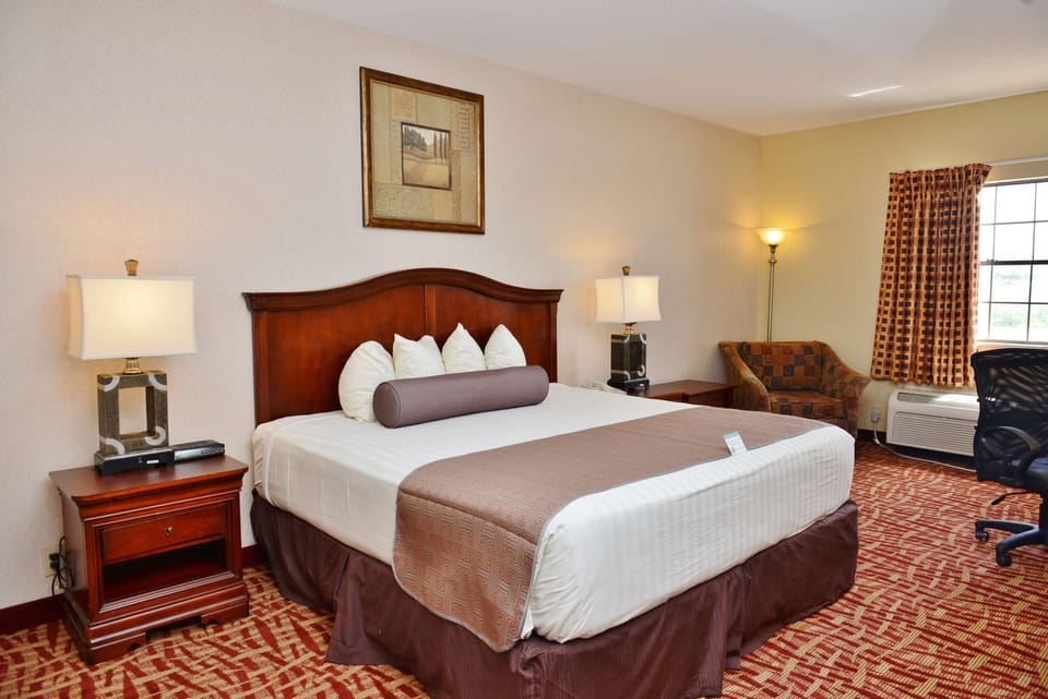 Individually furnished, desk, laptop workspace, blackout drapes