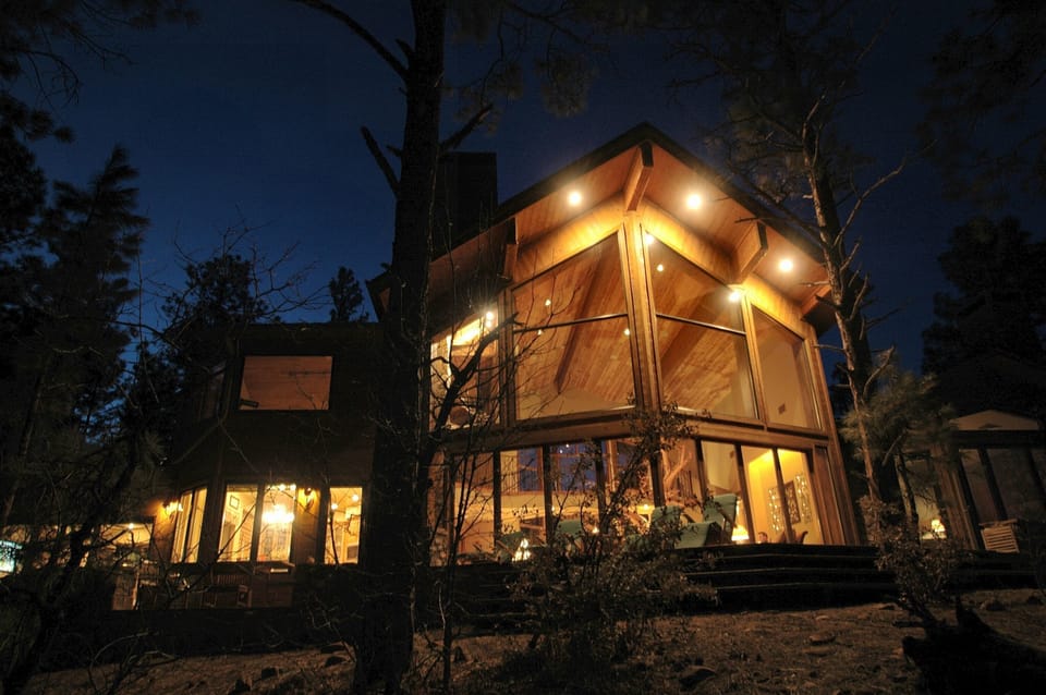 Stars galore! Back of Cabin at night. Perfect way to get away from city.