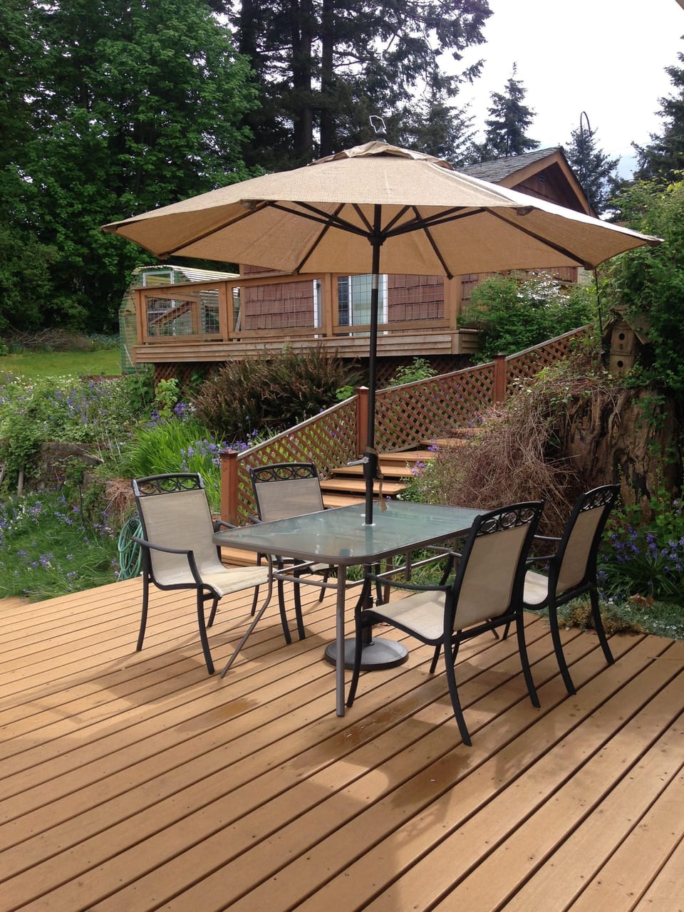 The large deck has room for everyone, dine al fresco, or watch the sunset here.