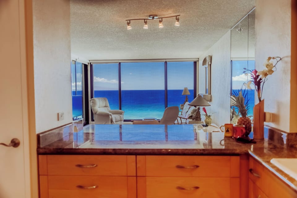 Oceanfront Kaanapali Beach views from your beautiful kitchen!